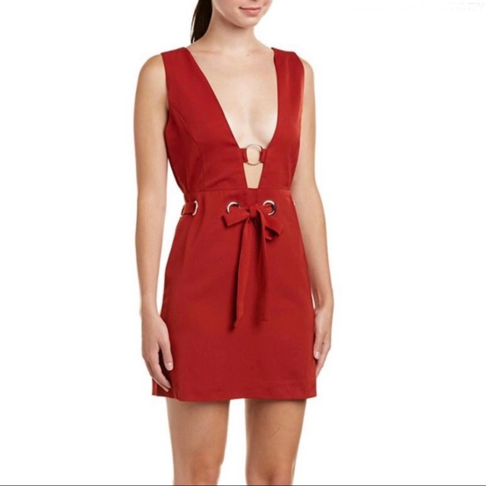 NEW ENGLISH FACTORY PLUNGING V-NECK MINI DRESS